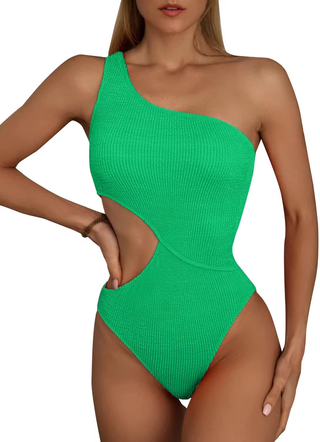 Viral Off The Shoulder Ribbed One Piece Swimsuit With Cut Out Waist