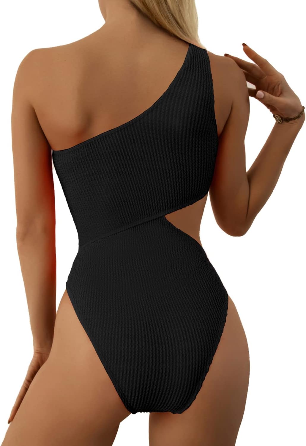 Viral Off The Shoulder Ribbed One Piece Swimsuit With Cut Out Waist